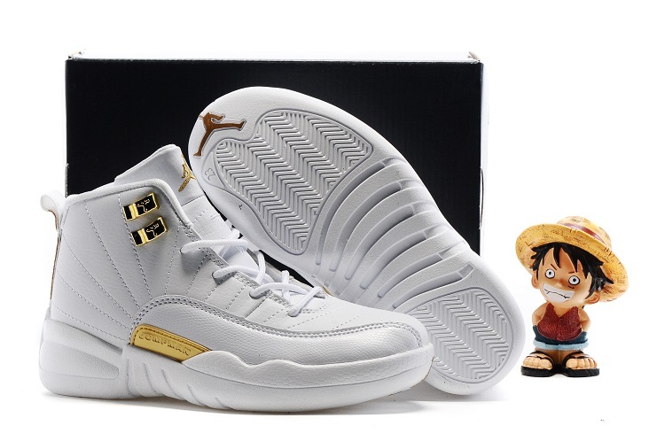 New Jordan 12 OVO White Gold Shoes For Kids